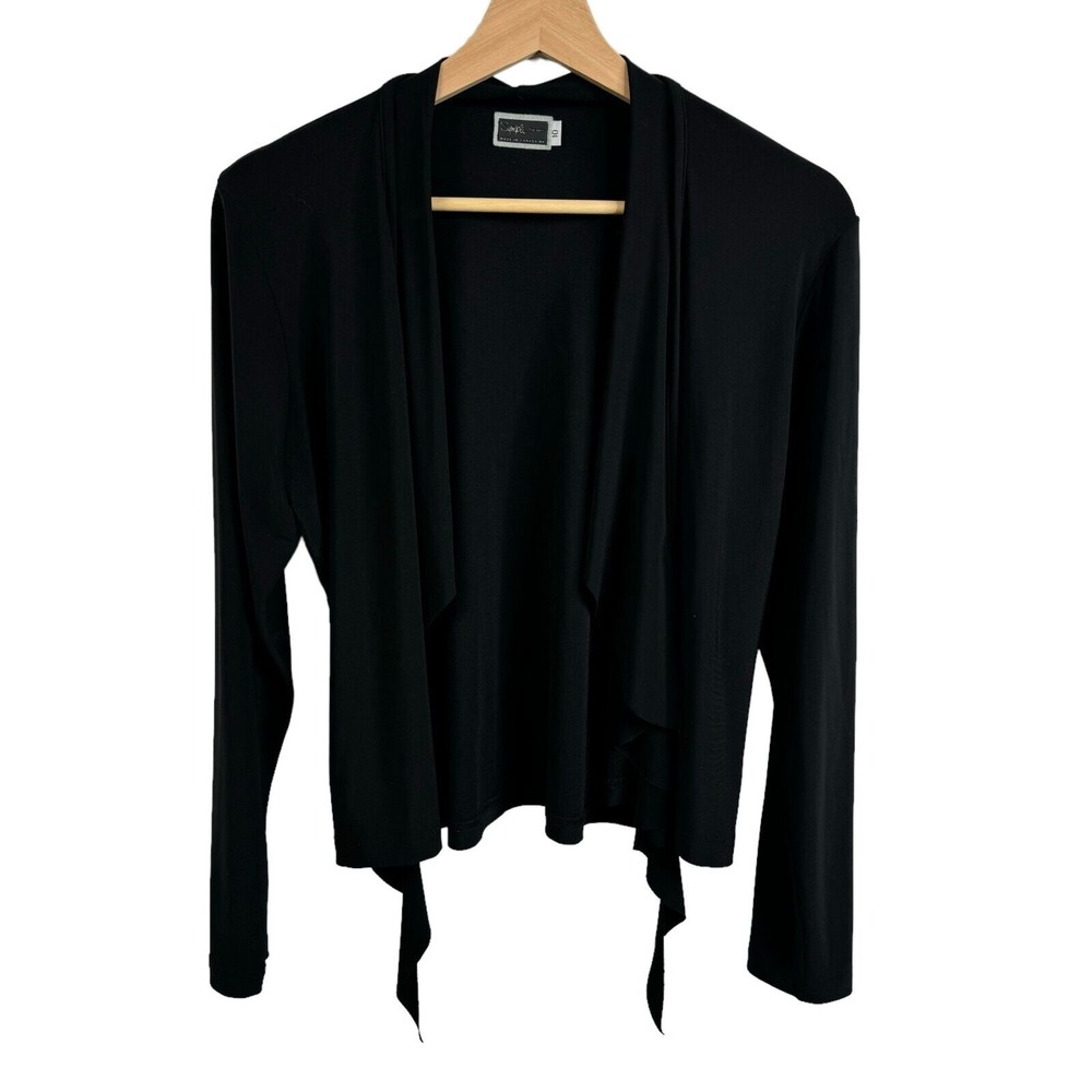 Sympli The Best Womens Cardigan‎ Sweater Black Romance Drape Front Size 10